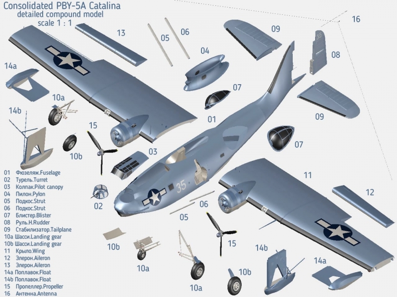Каталина PBY-5A американский патрульный гидросамолет